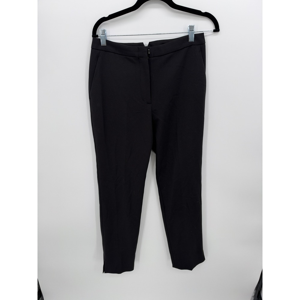 BCBGMAXAZRIA Black Tapered Ankle Dress Pants Split Hem Career Business Size 6